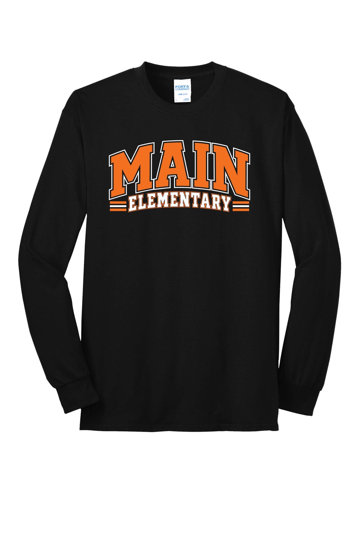Main Elementary Block Port & Co® Long Sleeve Core Blend Tee (ready 11/30)