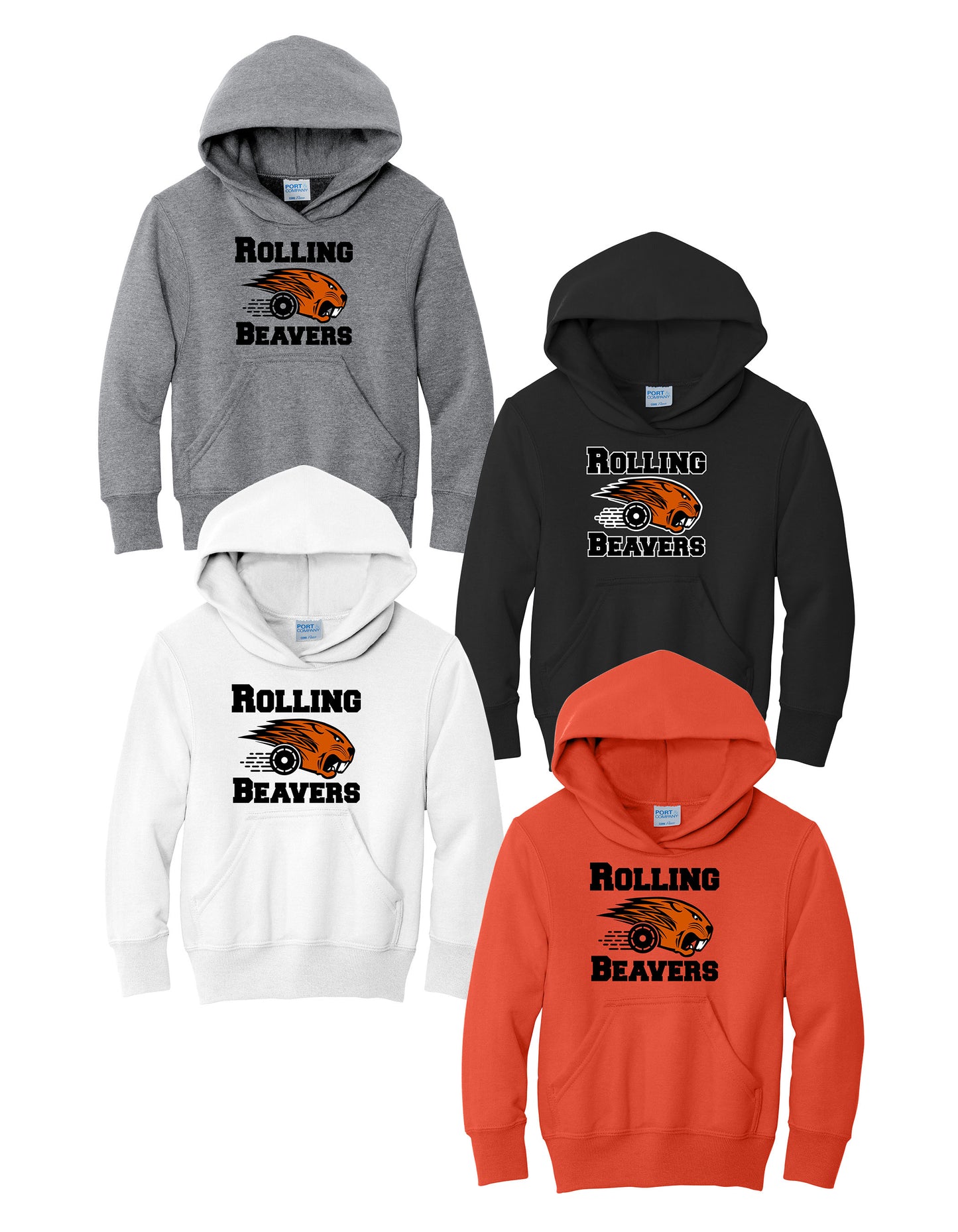 Rolling Beavers YOUTH Port & Company® Core Fleece Pullover Hooded Sweatshirt (ready 12/02)
