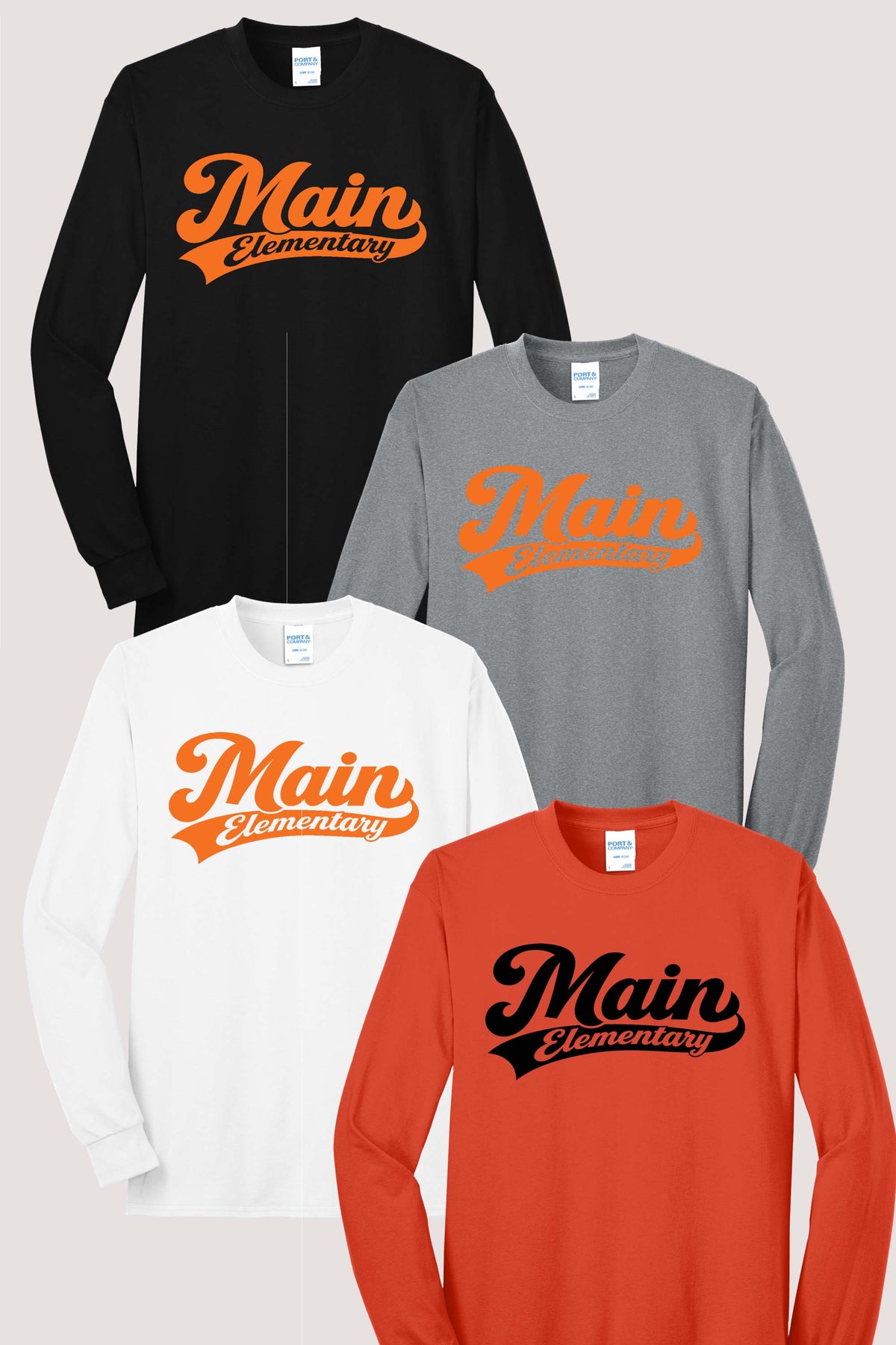 Main Elementary Port & Co® Long Sleeve Core Blend Tee (ready 11/30)