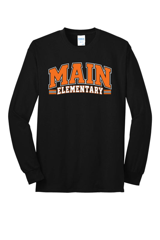 Main Elementary Block Port & Co® Long Sleeve Core Blend Tee (ready 11/30)