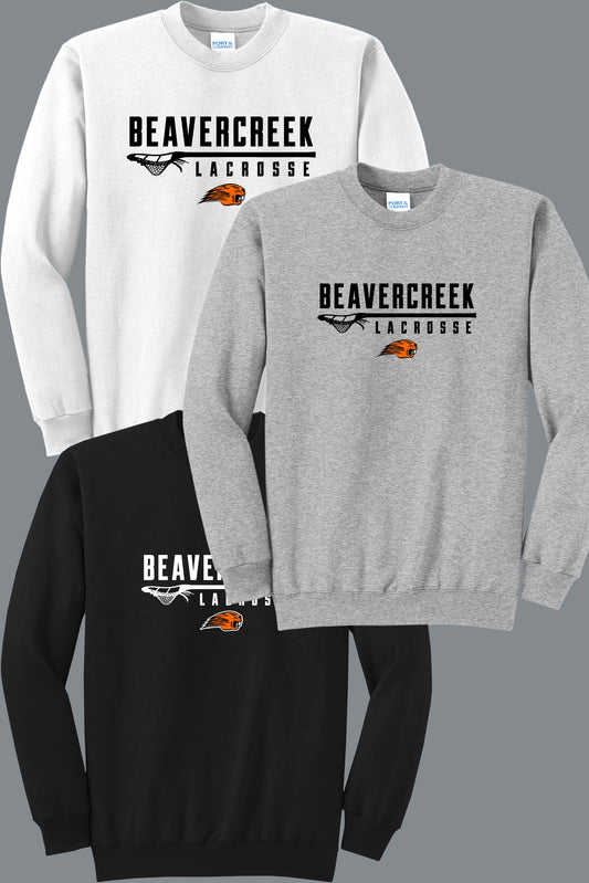 Beavercreek Lacrosse Stick YOUTH Port & Company® Core Fleece Crewneck Sweatshirt (ready 5/2)